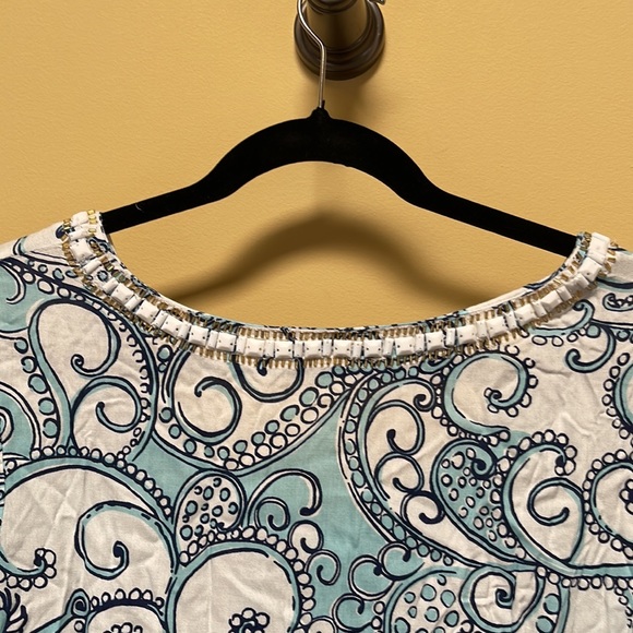 🔥LILLY PULITZER Sarah Tunic Dress with White Beads Embellishments - Size L - Picture 12 of 14